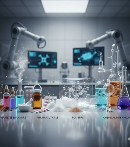 Fragrances and flavors, pharmaceuticals, pesticides, specialty polymers